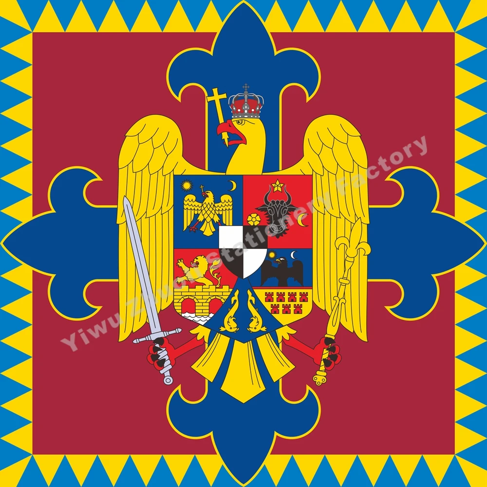 

Romania royalty of Flag 120X120cm (3x5FT) 120g 100D Polyester Double Stitched High Quality Banner Free Shipping