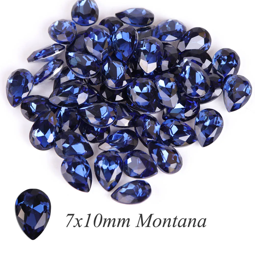 Montana 7x10mm 10 шт. дизайн ногтей Стразы из горного хрусталя в форме капли бриллианта Блестящий 3D Шарм Блеск драгоценный камень Маникюр украшения аксессуары JI030 - Цвет: Montana 7x10mm