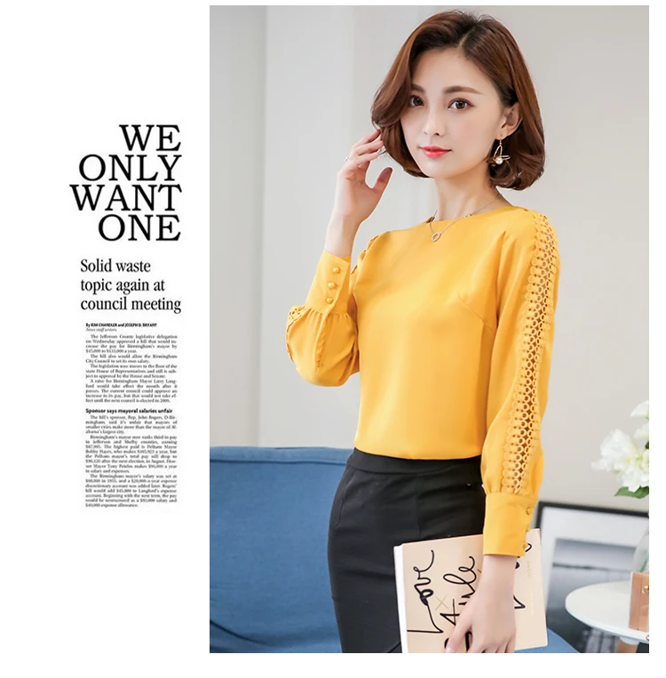Spring Women Chiffon Blouse Long Sleeve Lace Shirt Hollow Out Blouses Tops Summer Sexy Slim Solid Blusa de Renda Feminina