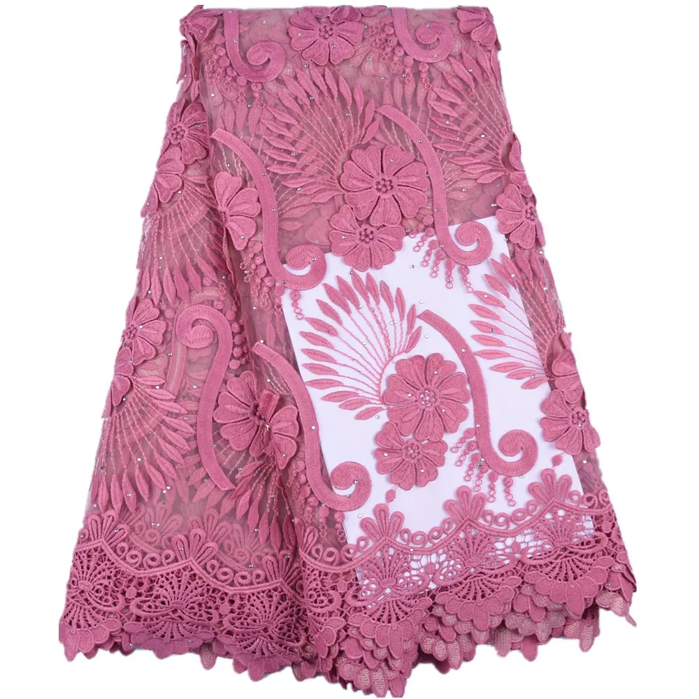 Nigerian Lace Fabric 2019 High Quality Milk Silk With Stones Rose Red African Net S1605 | Дом и сад