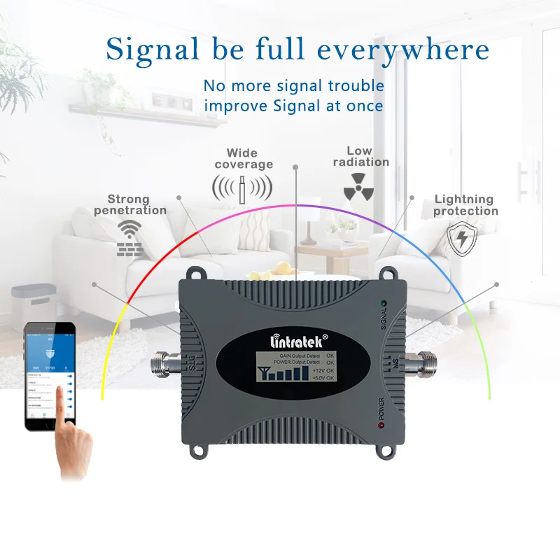 

Lintratek 3G Repeater 2100Mhz Signal Booster 3G UMTS WCDMA Cell Phone Signal Repeater 2100Mhz Band 1 Amplifier NO ANTENNA