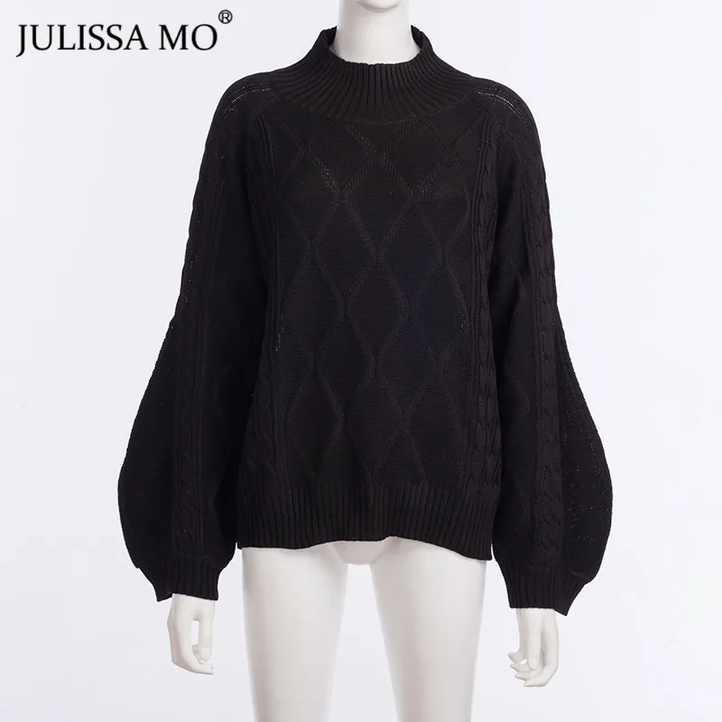 Julissa mo, вязаный свитер с рукавом-фонариком, для женщин, Осень-зима, водолазка, свободные пуловеры, повседневные, уличные свитера, женские топы