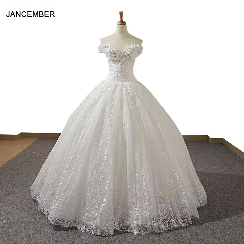 J66687 janceber свадебное платье с открытыми плечами 2019 милое кружевное летнее белым