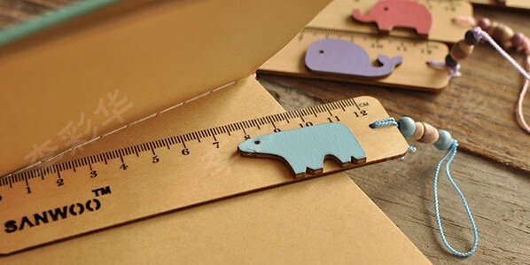 2015 Straight wooden kawaii tools cartoon drawing korean kitten vintage pretty ruler creative metal school office supplies | Канцтовары