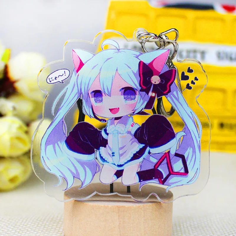Hatsune Мику акриловый брелок Luo Tianyi аниме подвеска автомобильные аксессуары японский прозрачный брелок игра зеленый лук Брелок