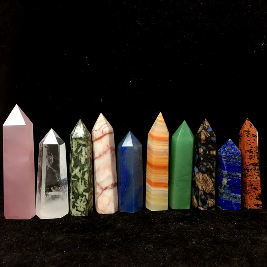 Натуральный разнообразный кварцевый драгоценный камень обелискальная палочка