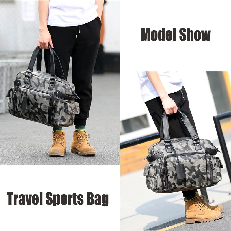

Top PU Leather Men's Outdoor Sports Gym Bags Messenger Multifunction Bags Travel Fitness Training Shoulder Bags handbags