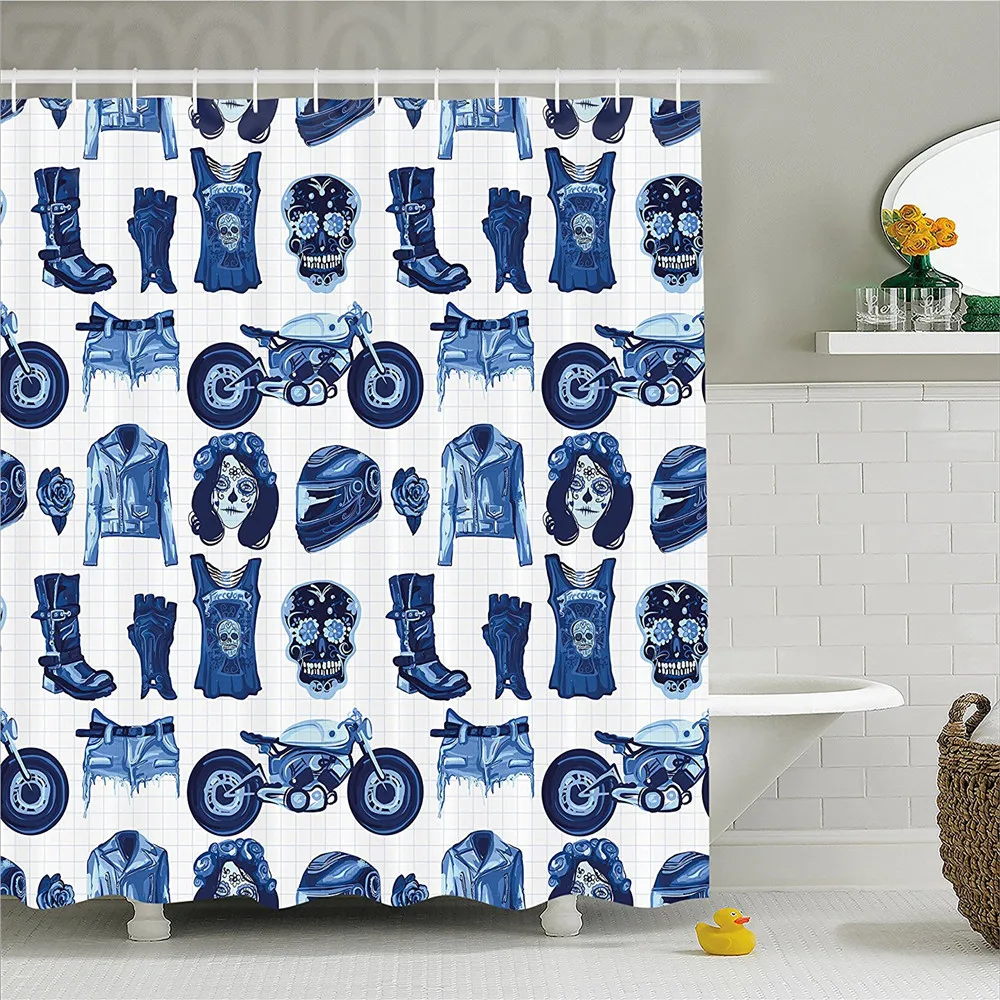 Модный домашний декор занавеска для душа Готическая и мотоциклетная одежда