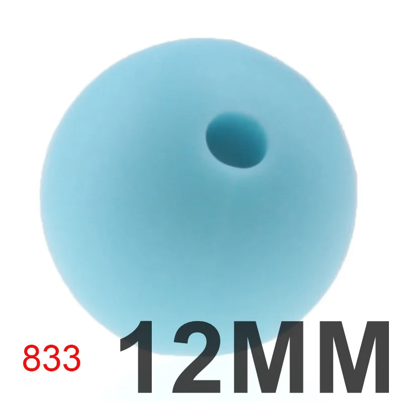 833 Light blue 100 шт 12 мм Силиконовые Детские Прорезыватели круглые бусины Bpa бесплатно жевательные силиконовые бусины для самостоятельного изготовления ювелирных изделий Прорезыватели зубов игрушки подарок - Цвет: 833 Light blue