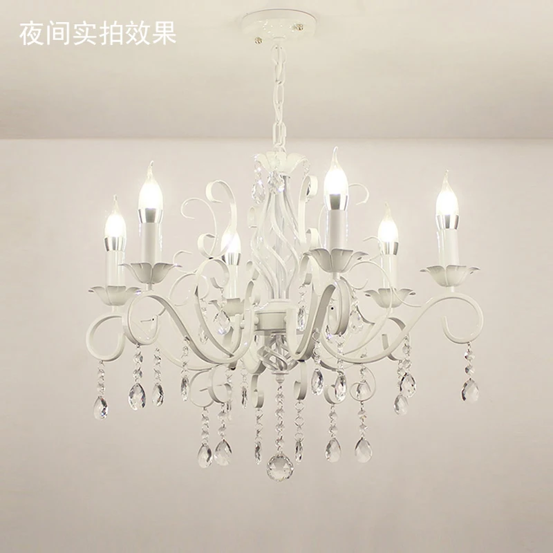 Синий хрустальная люстра железа кристалл свечи гостиная спальня Hotel Лампы