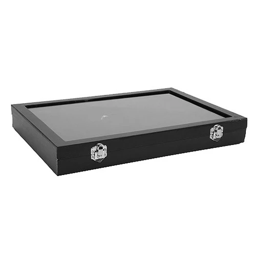 

Glass Lid Black 100 Slot Earring Ring Jewellery Display Storage Box Tray Case Organizer Holder