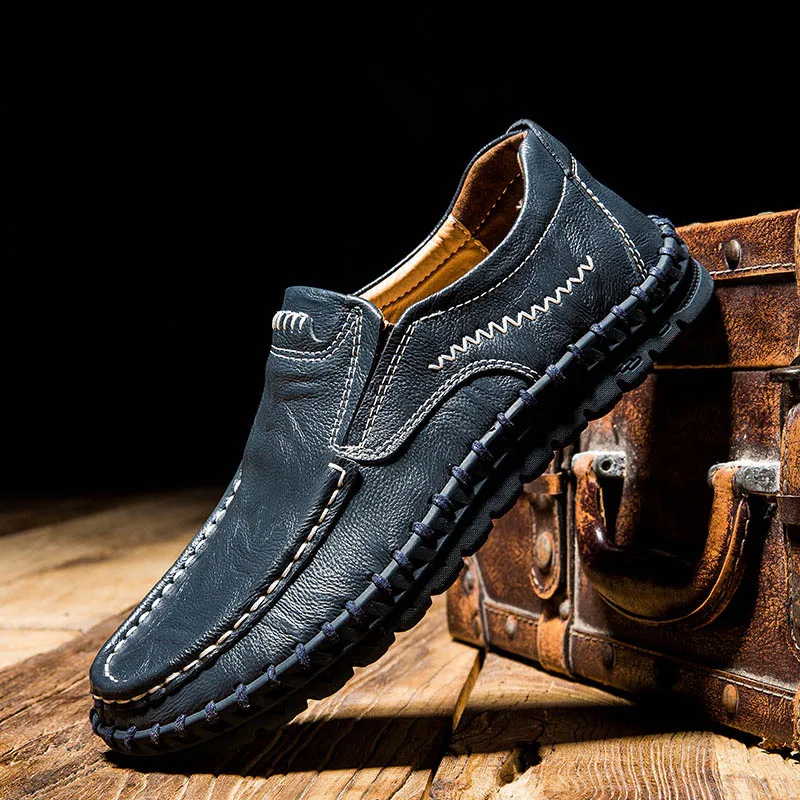blue men shoes Merkmak/обувь из натуральной кожи; Мужская Брендовая обувь на нескользящей толстой подошве; Модные мужские повседневные кроссовки; высокое качество; zapatos - Цвет: blue men shoes