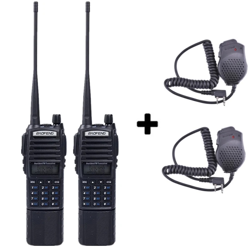 Add 2 mic speaker Baofeng UV-82 рация 3800 мАч батарея двухдиапазонный UV82 Pofung двухстороннее радио портативный fm-передатчик - Цвет: Add 2 mic speaker