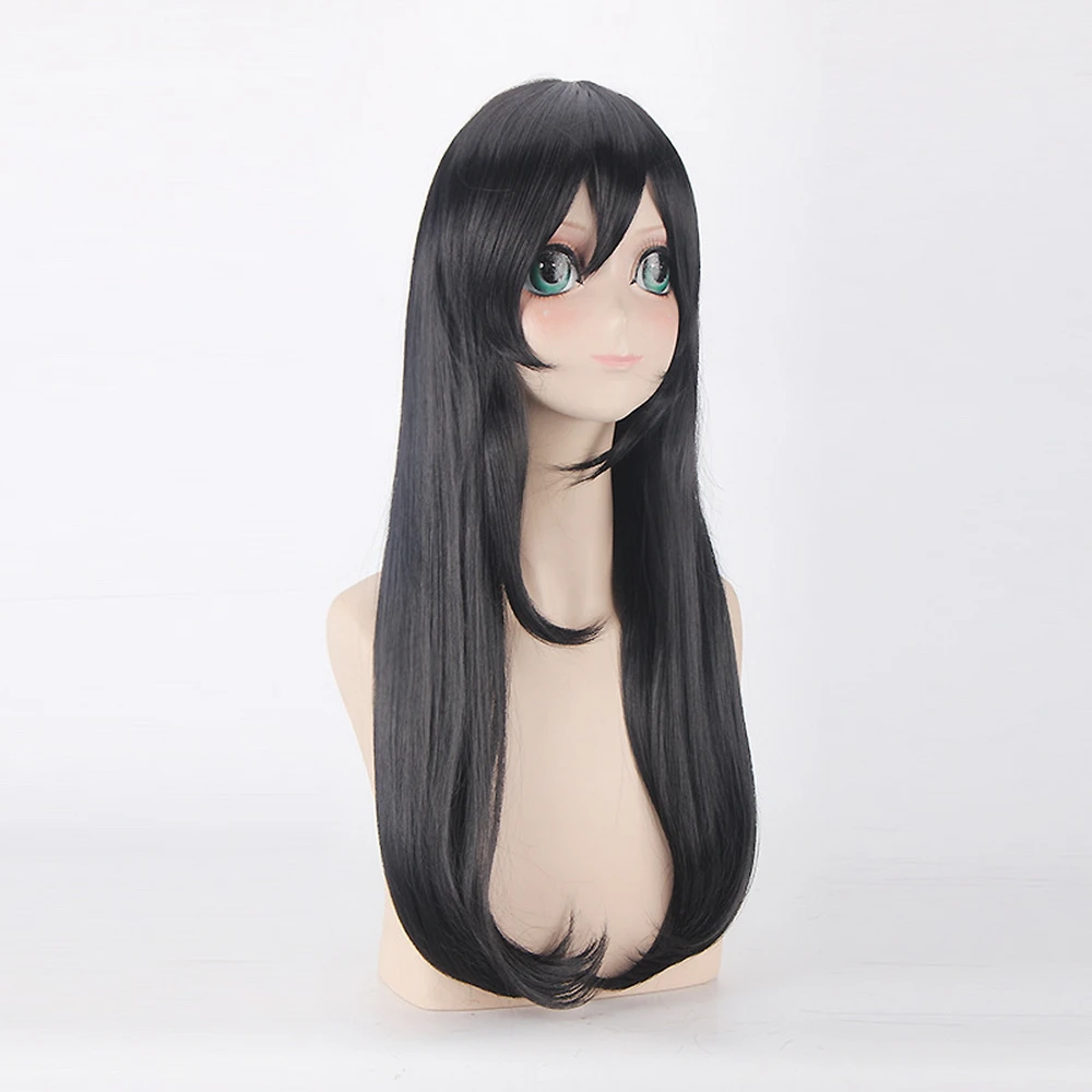 Женский парик для косплея Love Live Nico Yazawa длинный прямой черный с челкой из