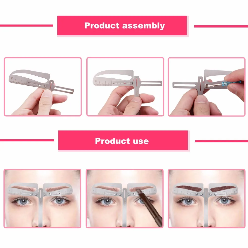 New Shaping Grooming 4 Microblading Eyebrow Stencil Template Permanent Makeup Brow Stencils Reusable Desig | Красота и здоровье