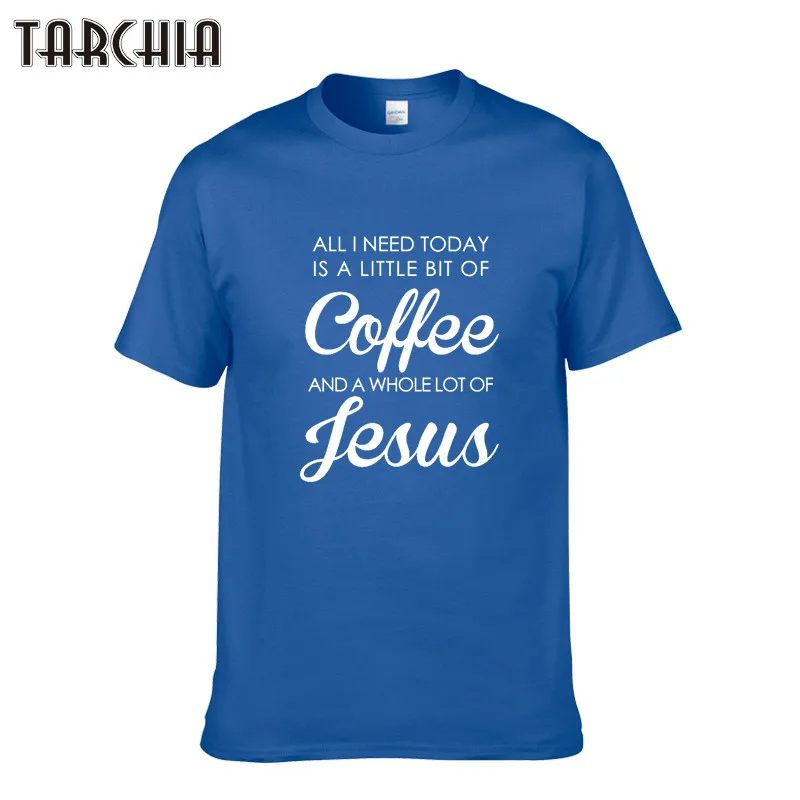

Мужская футболка с коротким рукавом TARCHIA, модная спортивная футболка кофейного цвета с принтом «Jesus» для фитнеса, 2019