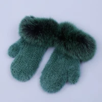 real mink fur winter gloves female fashion multicolor fox fur patchwork women colorful warm thick ladies mittens elastic