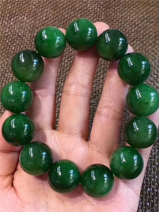 FREE SHIPPING Natural Russian Spinach Green Jasper Beads Stretch Bracelet 17.5mm AAAA | Украшения и аксессуары