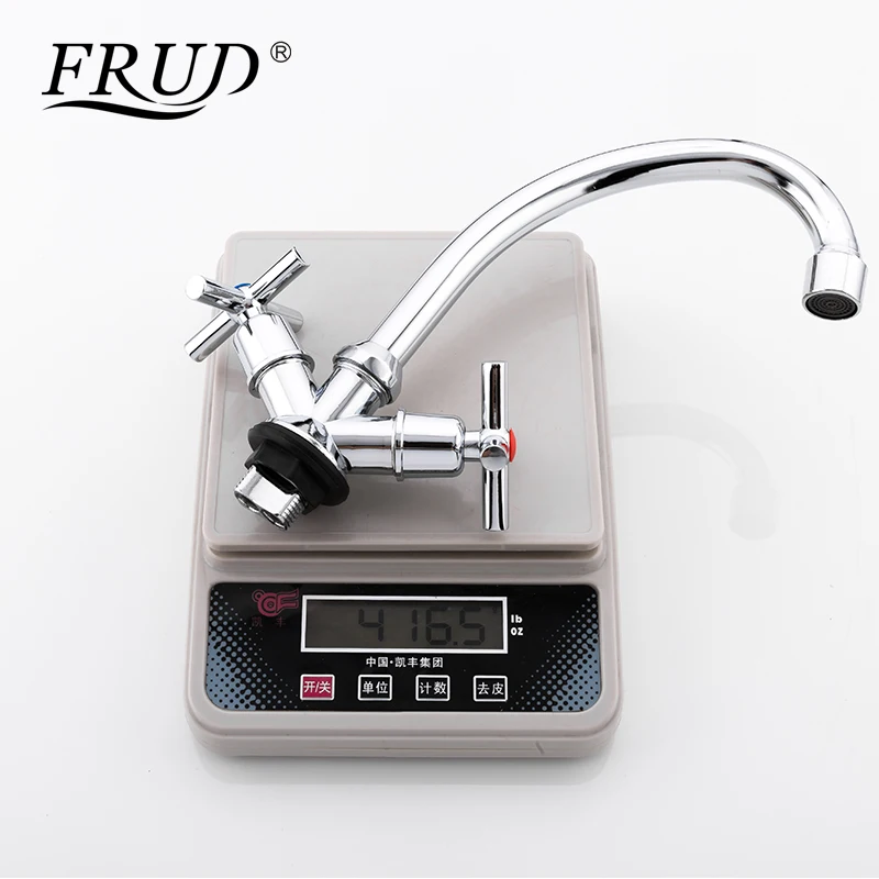 FRUD классический кухонный смеситель, водопроводный кран с двойной ручкой, кухонный кран для раковины, кран для холодной и горячей воды, кран на бортике, кухонный кран