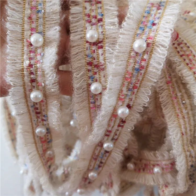 3 см Широкий абрикосовый имитация жемчуга плечевой ремень макраме Национальный