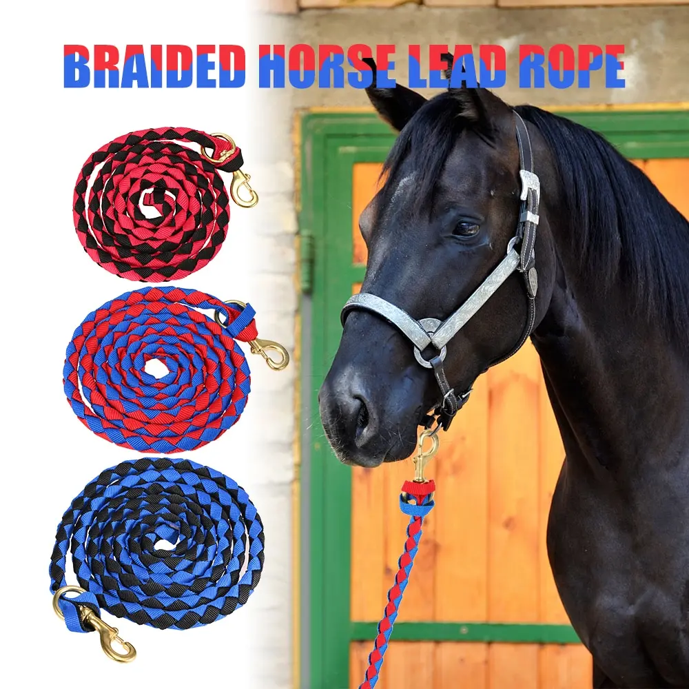 

Высококачественная плетеная лошадь, ведущая веревка, оплетка для лошадей с латунной защелкой, лошадиное снаряжение 2019 2,0 м/2,5 м/3,0 м
