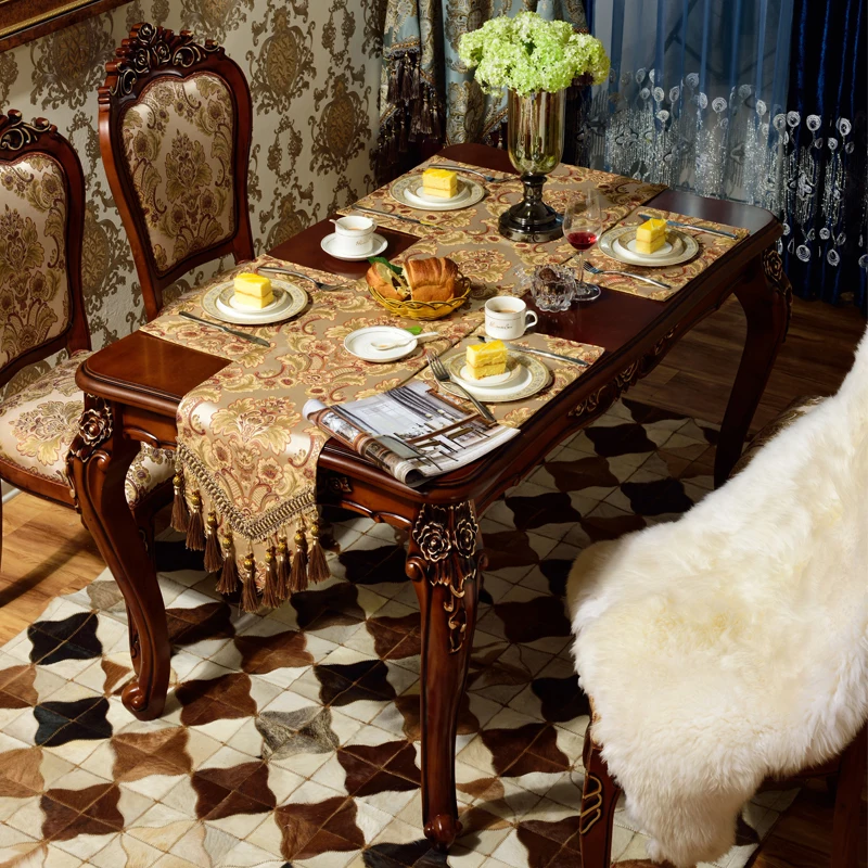 Luxury Blue Silk Jacquard Table Runner Placemat High Quality Tablecloth Flag Kitchen High-grade Supplies S | Дом и сад