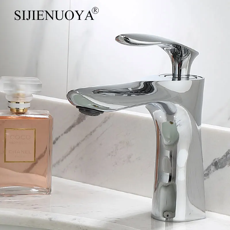 SIJIENUOYA Black Bathroom Faucet Basin Mixer Tap golden faucet with Hot and Cold Water Single Hole Mounted Sink | Обустройство дома
