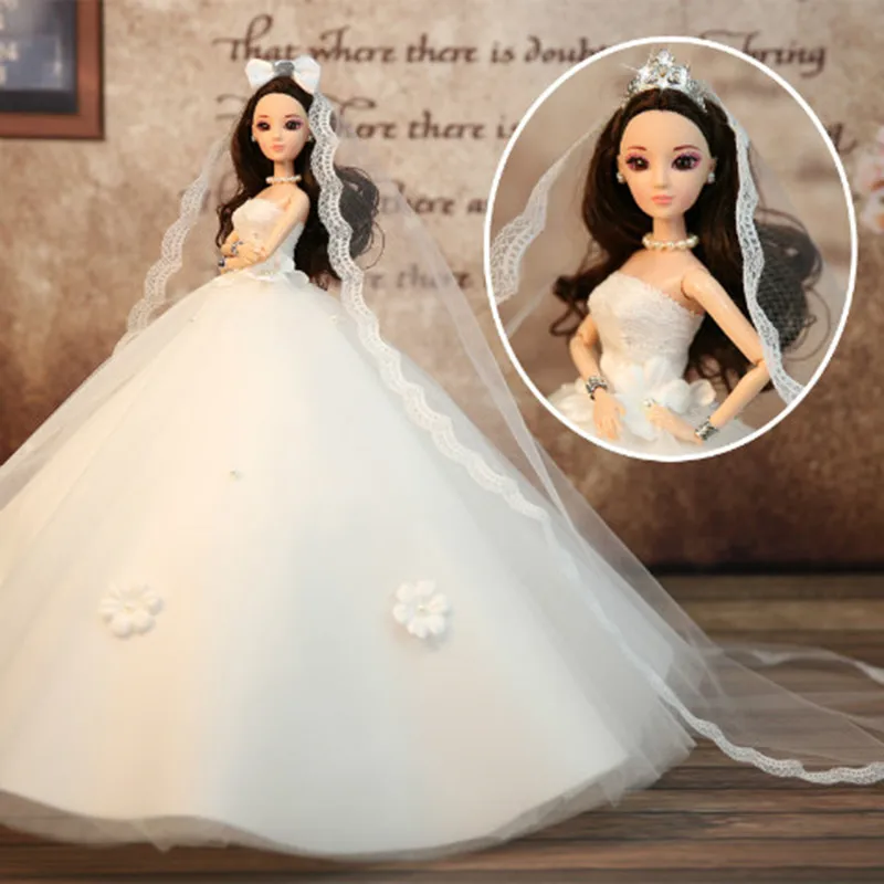 Цельный модный дизайн куклы принцессы 45 см свадебное белое платье благородное