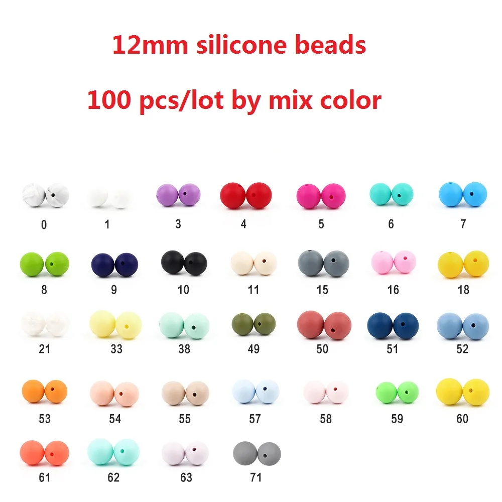 MIX COLOR BOBO. BOX 100 шт 12 мм круглые силиконовые бусы материал, не содержащий BPA для DIY ребенка Прорезывания Зубов Ожерелье уход Детская Игрушка прорезыватель - Цвет: MIX COLOR