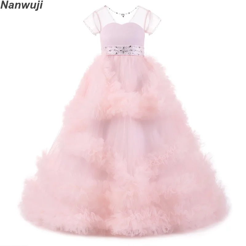 

Princess Flower Girls Dresses For Wedding 2018 Stunning Puffles Elegant Birthday Perform Gowns Pageant Dress