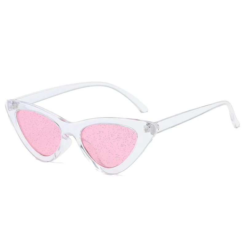 YOOSKE маленькие Cateye 90s солнцезащитные очки женские винтажные оправа для очков в стиле кошачьи глаза оттенок сексуальные блестящие линзы солнцезащитные очки Оттенки для женщин s - Цвет линз: Clear Pink