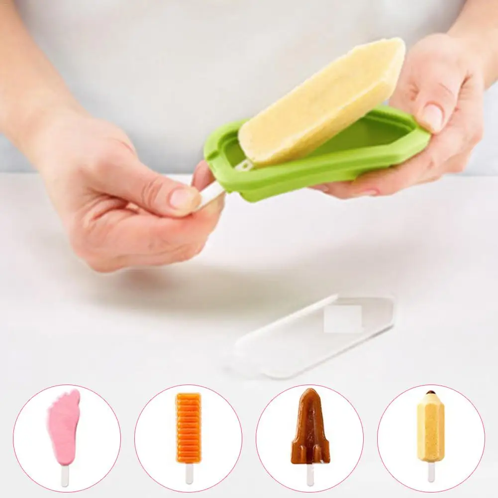 4Pcs Silicone Ice Cream Popsicle Mould Summer Non-toxic Mold Innovative Cute Homemade Stick Maker |