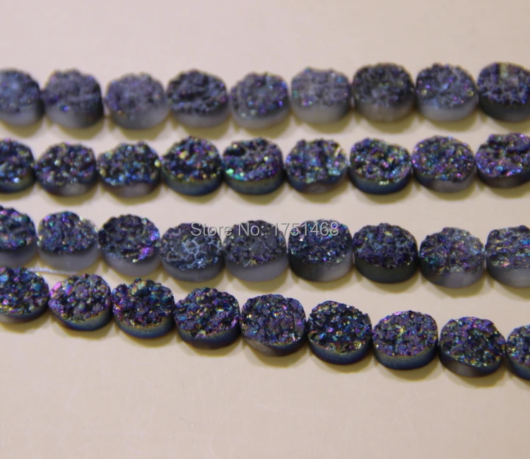 

Gift idea 10mm and 12mm Rainbow Titanium Druzy Coin Beads Pendants Drusy Stone Quartz Flat Round Beads Jewelry Making