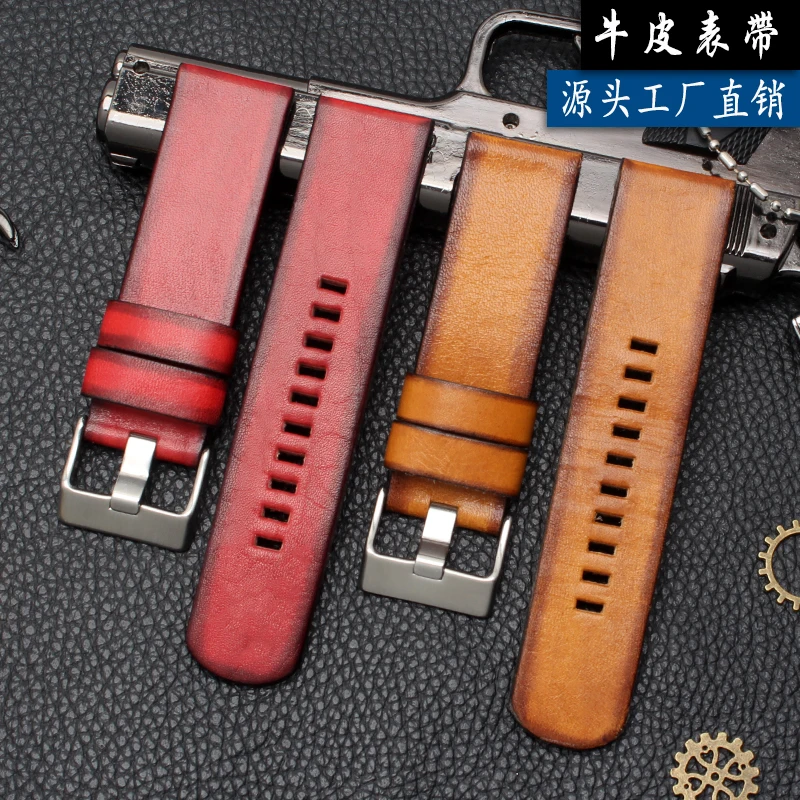 

Retro leather strap for DZ4318 DZ7408 DZ4426 men's Vintage cowhide watch strap 22 24 26mm