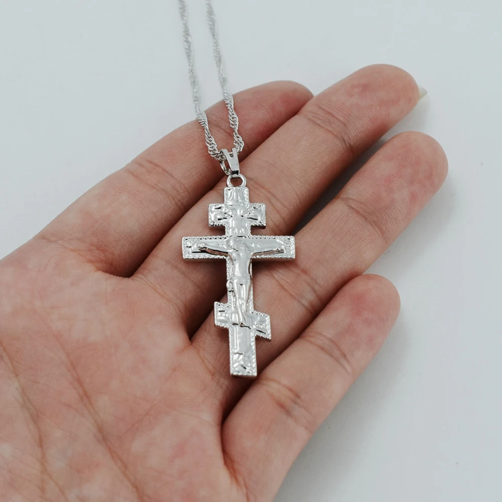 Аннийо серебряный цвет ортодоксальная христианская церковь вечный крест кулон