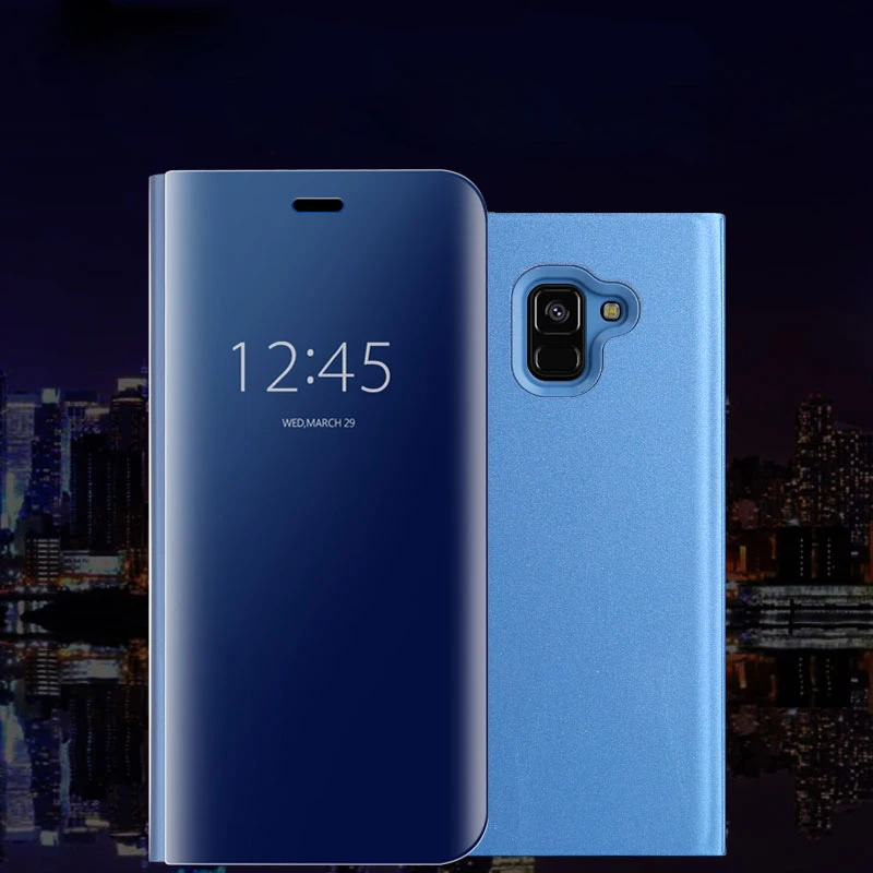 Чехол для Samsung Galaxy J6 Prime откидной чехол смартфона прозрачная зеркальная Подставка