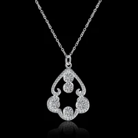 trendy silver color white cubic zirconia jewellry womens necklace pendant charm pendant ap2055