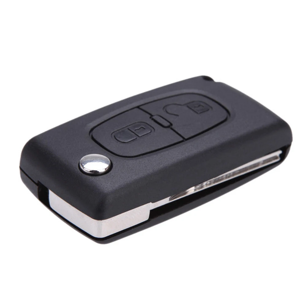 

2 Button Key Fob Case Flip Foldable Remote Control Cover Blade Accessories Replacement Car 207 307 308 407