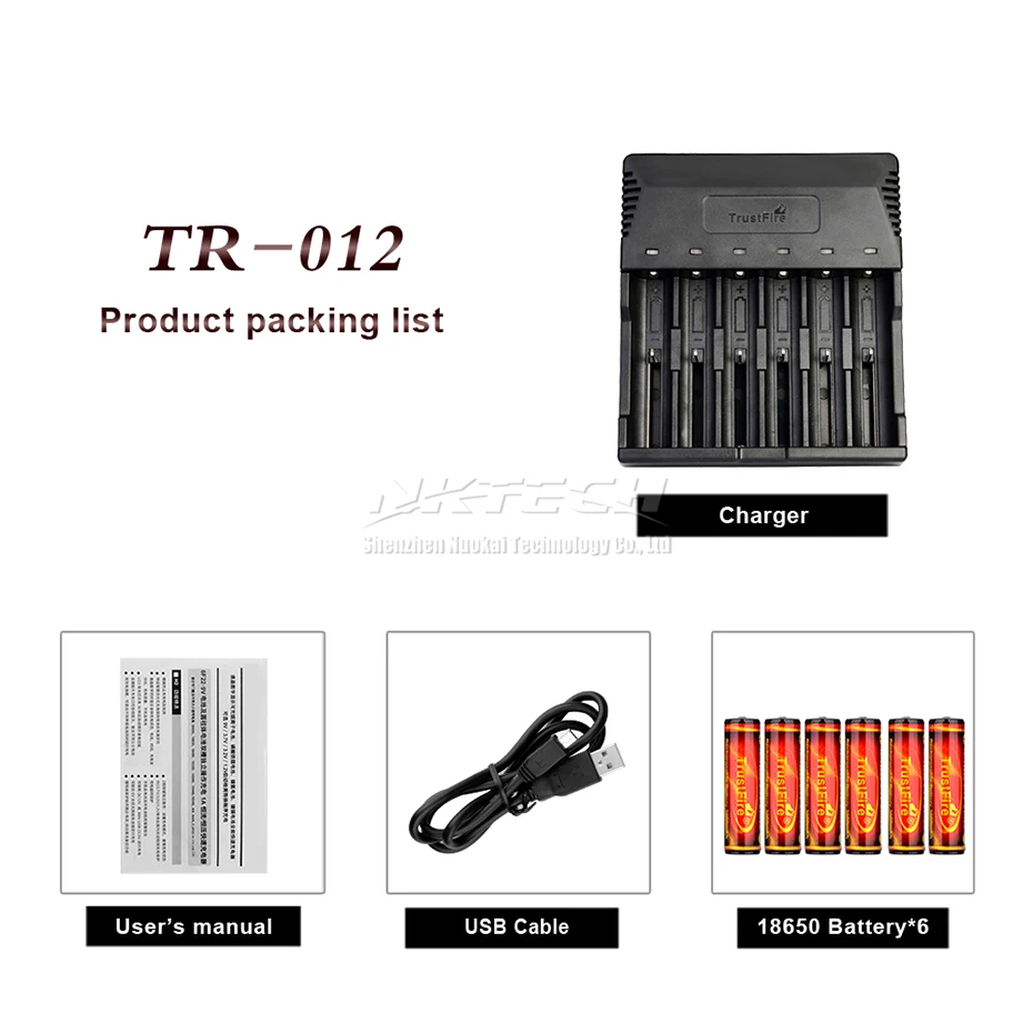 With 6-18650 3000mAh TR-012 TrustFire интеллигентая(ый) Батарея Зарядное устройство быстрого 6 слотов для карт ЖК-дисплей для 18650 18500 18350 17670 16340 14650 14500 10440-зарядное устройство для литий-ионного - Цвет: With 6-18650 3000mAh
