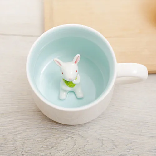 Rabbit 400 мл милые животные Керамические Кружки Мультфильм Кофе Молоко чай чашка для завтрака новые подарки кружки - Цвет: Rabbit