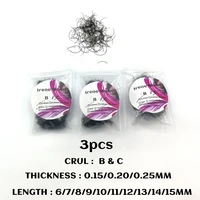 3 bags synthetic false eyelashes individual bulk fake eyelashes grafting eyelashes extension bc curl 0 150 200 25mm 6 15mm
