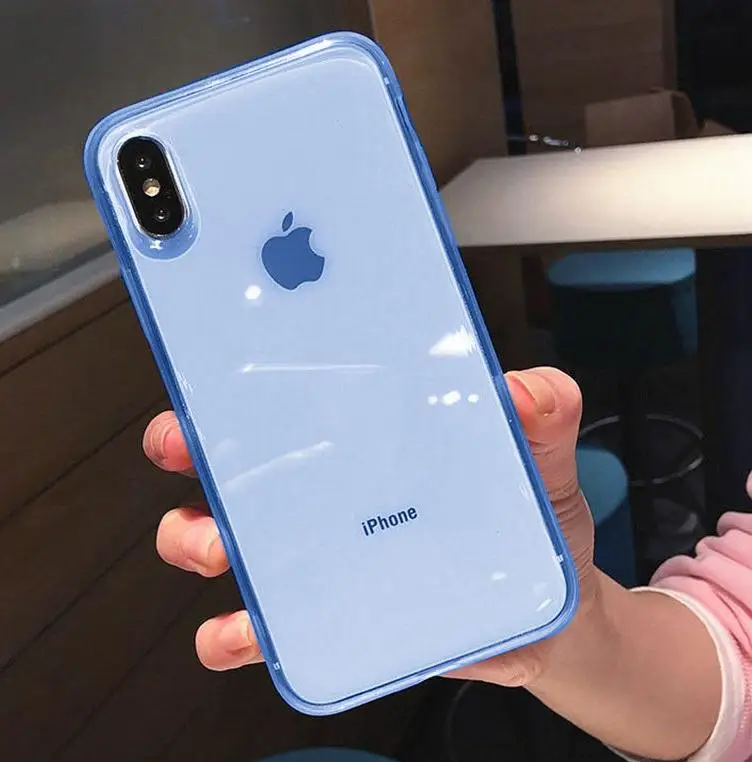 Цветной прозрачный чехол с силиконовой рамкой для телефона iPhone 11 X XR XS Max 8 7 6 6splus, мягкий защитный чехол из ТПУ для iPhone 11Pro