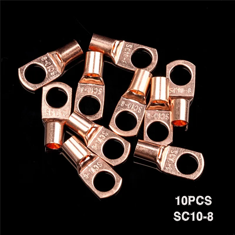 SC10-8 10 шт. с отверстием для болта, из луженой меди Кабельные кольца наконечники батареи голые клеммы набор SC10-8 проблеск медный носик щипцы провода разъем комплект - Цвет: SC10-8