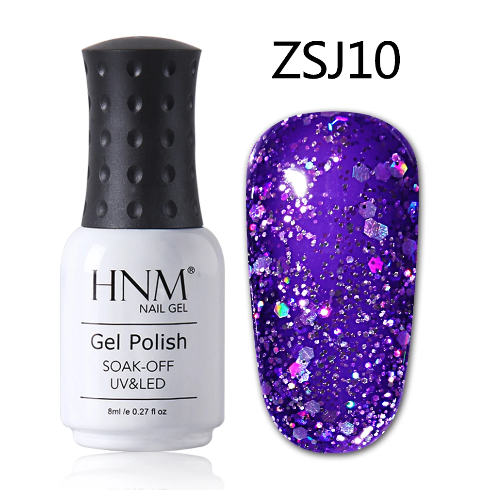 ZSJ10 HNM 8 мл Алмазный Блеск Bling УФ-гель для ногтей светодиодный светильник мерцающий розовое золото для ногтей искусство замочить от Vernis Эмаль Гель лак - Цвет: ZSJ10
