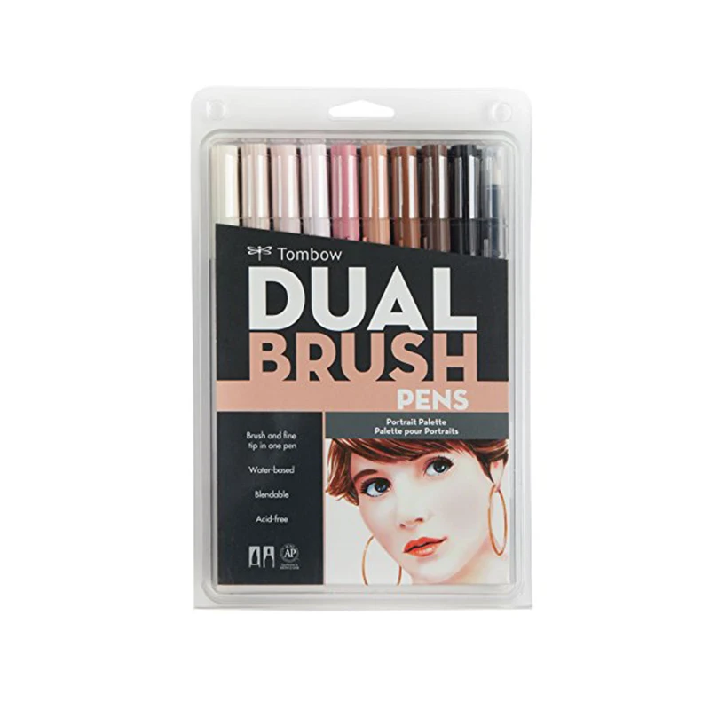 Japan Tombow Dual Brush Pen ABT 10 Color Set Skin Color Brus