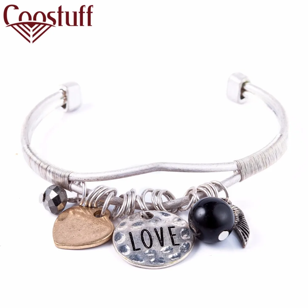 2017 Винтаж серебро любовь наручные браслеты для женщин Pulseira masculina Для ювелирных