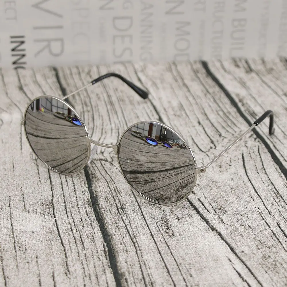 Винтажные круглые зеркальные солнцезащитные очки металлические в стиле