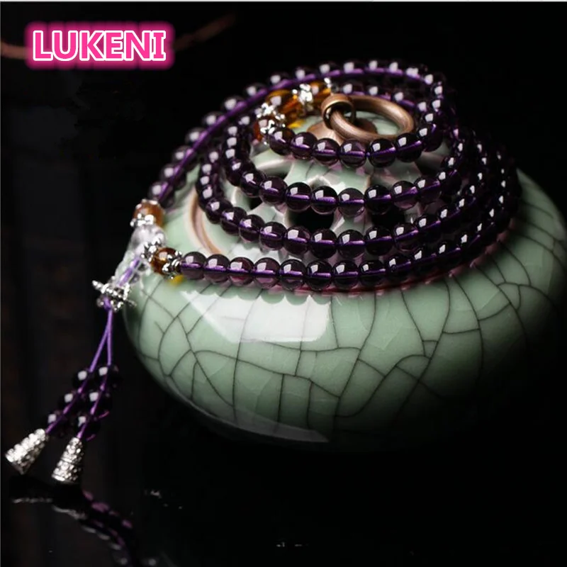 Женский модный браслет из 108 бусин натурального хрусталя бразильские