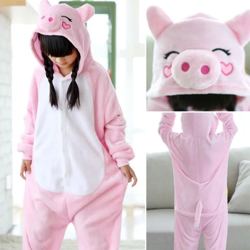 Зимние пижамы Kigurumi для девочек Семейные рождественские с рисунком единорога из