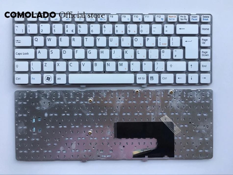 Британская клавиатура для ноутбука Sony Vaio VGN NW белый без рамки британская